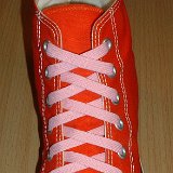 Classic Pink Shoelaces  Orange high top with pink laces.