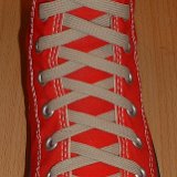 Classic Tan Shoelaces  Red high top with tan laces.