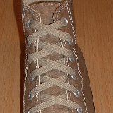 Classic Tan Shoelaces  Taupe high top with tan laces.