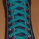 Classic Teal Shoelaces  Navy blue high top with teal laces.