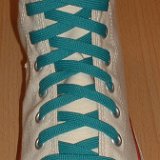 Classic Teal Shoelaces  Natural white high top with teal laces.