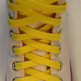 Classic Yellow Shoelaces  Natural white high top with classic yellow laces.