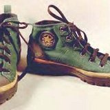 Collectors Items  Worn Converse All Star hiking boots, front and inside patch views.