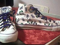 Chucks With Commercial Pattern Uppers  Joker high tops, showing front and side views.