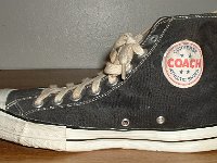 Converse Vintage Shoes  Inside patch view of a right Converse Coach black high top.
