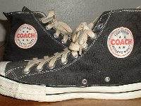 Converse Vintage Shoes  Inside patch views of Converse Coach black high tops.
