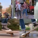 Back to the Future  When Marty McFly travels Back to the Future to make sure his present life isn’t messed up, he laces up a pair of black high top chucks, creates a skateboard out of a soapbox car, and gives us one of the classic skateboard action sequences in film.