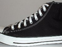 Core Black High Top Chucks  Outside view of a left black high top.