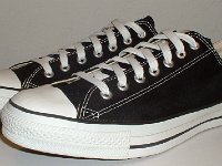 Core  Black Low Cut Chucks  Angled side view of black low cut chucks.