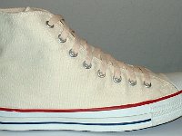 Core Natural (Unbleached) White High Top Chucks  Outside view of a right natural white high top.