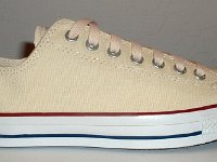 Core Natural (Unbleached) White Low Cut Chucks  Outside view of a right natural white low cut.