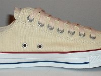 Core Natural (Unbleached) White Low Cut Chucks  Inside view of a left natural white low cut.