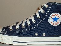 Core Navy Blue High Top Chucks  Inside patch view of a right navy blue high top.
