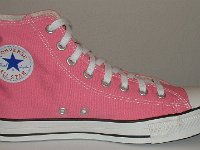 Core Pink High Top Chucks  Inside patch view of a left pink high top.