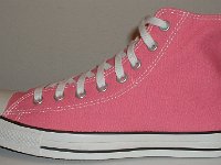 Core Pink High Top Chucks  Outside view of a left pink high top.