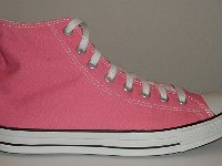 Core Pink High Top Chucks  Outside view of a right pink high top.