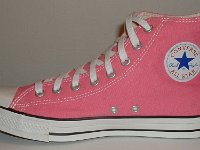 Core Pink High Top Chucks  Inside patch view of a right pink high top.