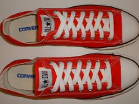 Core Red Low Cut Chucks  Top view of red low cut chucks.