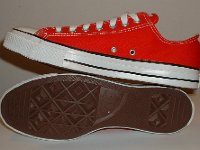 Core Red Low Cut Chucks  Inside and sole views of red low cut chucks.