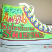Custom Painted High Top Chucks  Outside view of a Dr. Ray design on a right high top chuck.