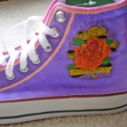 Custom Painted High Top Chucks  Outside view of a left high top chuck for Starr.