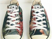 Chucks With Custom Print Pattern Uppers  Top view of floral print low cuts.