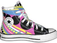 Chucks With Custom Print Pattern Uppers  Inside patch view of a left funk flow high top.