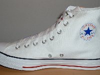 Chucks With Custom Print Pattern Uppers  Inside patch view a right white graffiti high top.