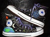 Chucks With Custom Print Pattern Uppers  Inside patch views of outer space print high tops.