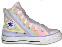 Chucks With Custom Print Pattern Uppers  Inside patch view of a left prism pattern high top.