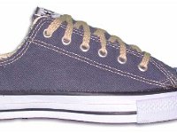 Denim Chuck Taylors  Blue denim low cut, side view.