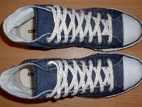 Distressed High Top Chucks  Top view of navy blue distressed high top chucks.
