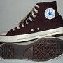 Double Tongue High Top Chucks  Inside patch and sole views of brown and tan double tongue high tops.