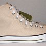 Double Tongue High Top Chucks  Outside view of a right tan and olive double tongue high top.