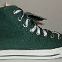 Double Tongue High Top Chucks  Outside view of a right trekking green and plaid double tongue high top.