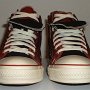 Double Upper High Top Chucks  Front view of black and brick red double upper high tops.