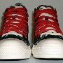 Double Upper High Top Chucks  Front view of black, red, and milk double upper high tops.