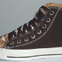 Double Upper High Top Chucks  Outside view of a left chocolate and sienna double upper high top.