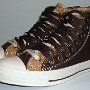 Double Upper High Top Chucks  Angled side view of chocolate and sienna double upper high tops.