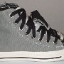 Double Upper High Top Chucks  Outside view of a right gray and black double upper high top.