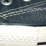 Evolution of the Outer Stitching  Close up of the outer stitching on the left side of a right 1990s black high top.