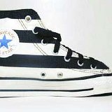 Flag Pattern Chucks  Black and white stars and bars high top, inside patch view.