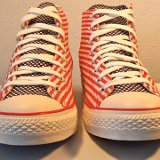 Flag Pattern Chucks  Front view of blue flag Americana high top chucks.