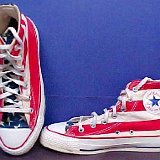 Flag Pattern Chucks  Stars and bars high tops, top and right inside patch view.