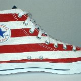 Flag Pattern Chucks  Left stars and bars high top, inside patch view.