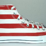 Flag Pattern Chucks  Right stars and bars high top, outside view.