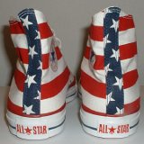 Flag Pattern Chucks  Rear view of stars and bars high tops.