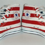Flag Pattern Chucks  Angled inside patch views of a pair of stars and bars high tops.