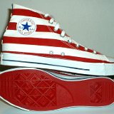 Flag Pattern Chucks  Inside patch and sole views of stars and bars high tops.