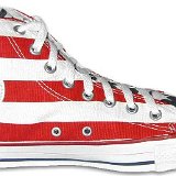 Flag Pattern Chucks  Inside patch view of a left stars and bars high top.